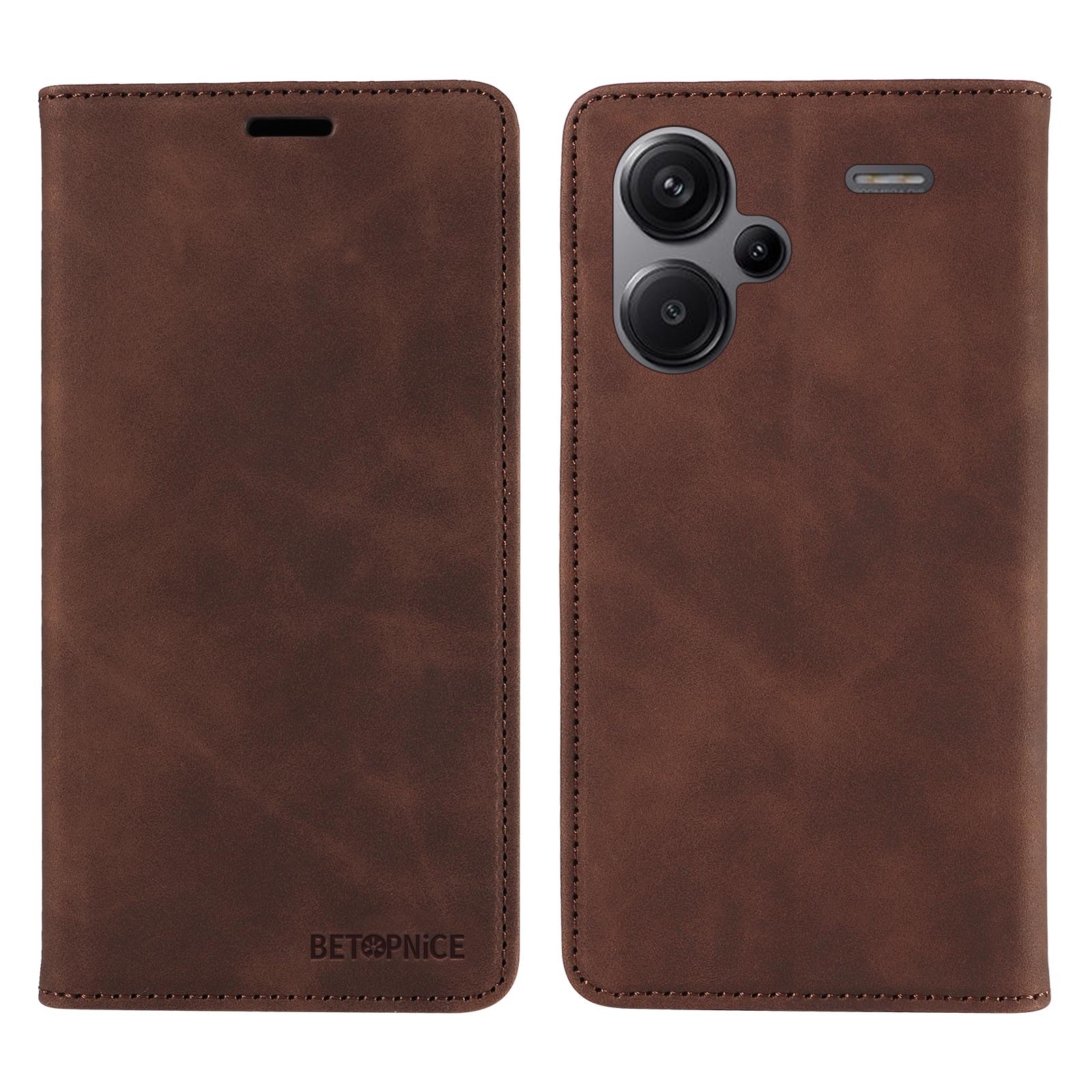 

BETOPNICE 003 for Xiaomi Redmi Note 13 Pro+ 5G Wallet Case RFID Blocking Leather Cover Brown