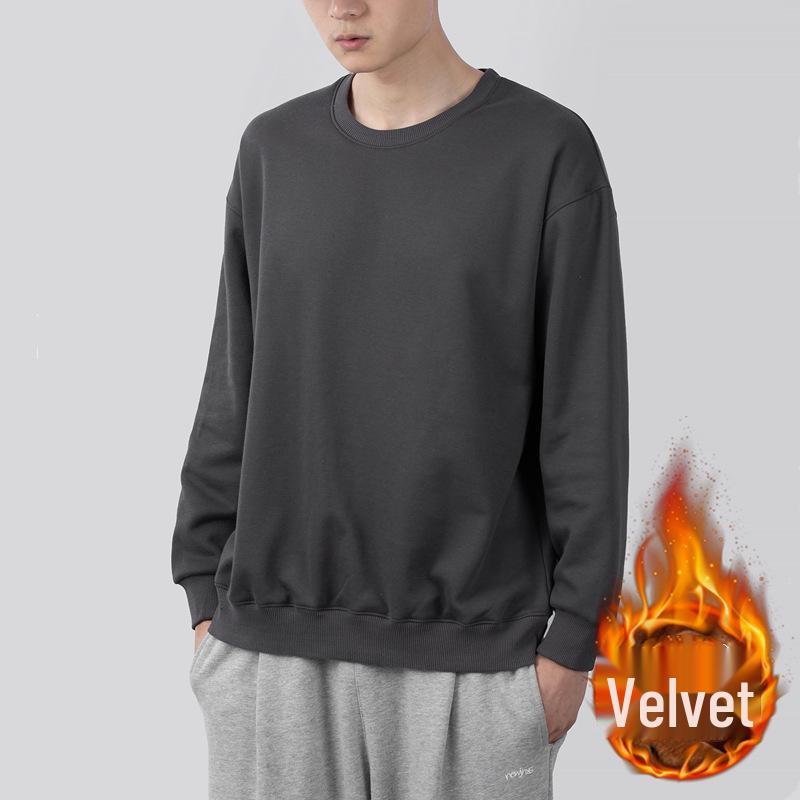 Men's Oversized Korean Style Crew Neck Sweatshirt, Versatile Long Sleeve for Autumn/Winter