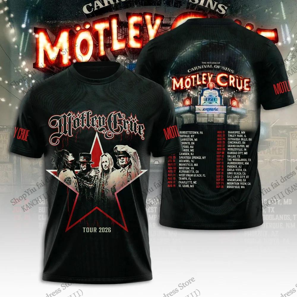 New Summer Hip Hop Heavy Metal Rock Band Motley Crue Tour 3D Print T-shirt Men Women Fashion Short Sleeve Tshirt Kids Tops Tees