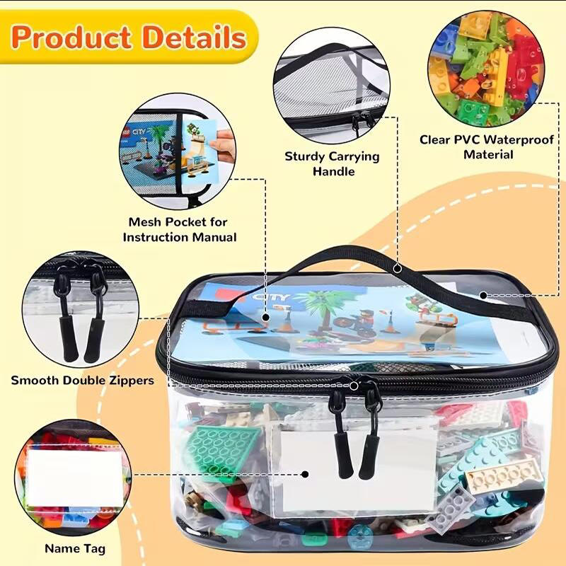 Building Blocks Storage Bucket with Mesh Toy Organizer Container for Kids Blocks Small Parts Organizer Home Storage Solution