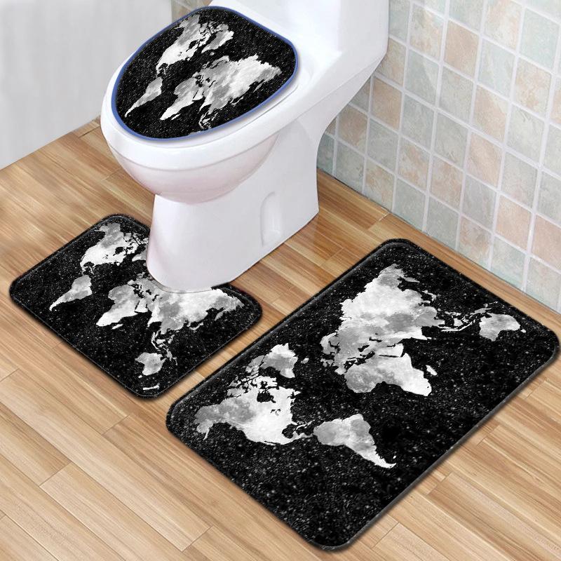 Halloween Bathroom Three-Piece Floor Mat Household Door Mat Bedroom Living Room Carpet