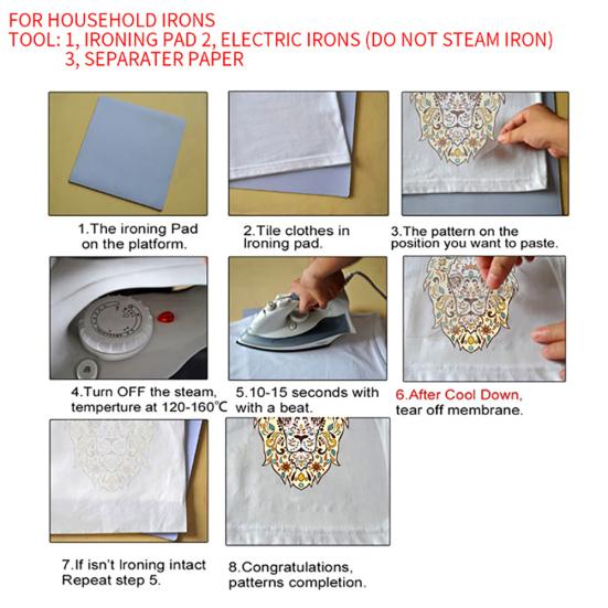 Fashion DIY Lion Iron-on Heat Transfer Clothes Patches Stickers Applique Decor