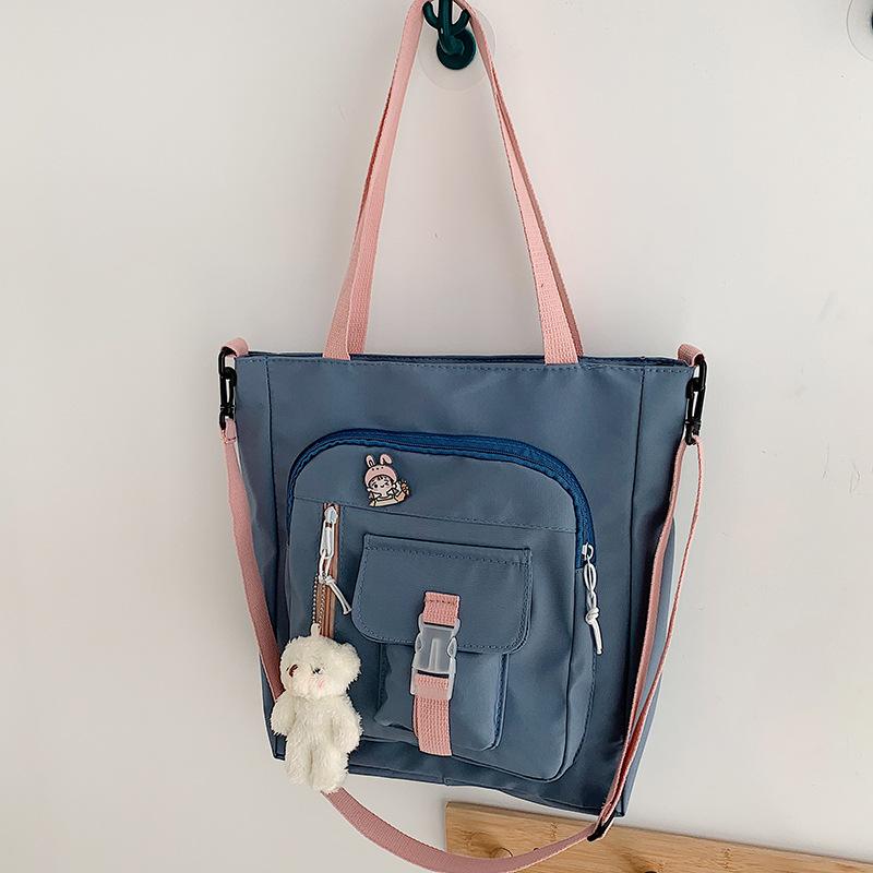 Large-capacity student tutoring bag New women's bag Sweet contrasting color shoulder messenger bag