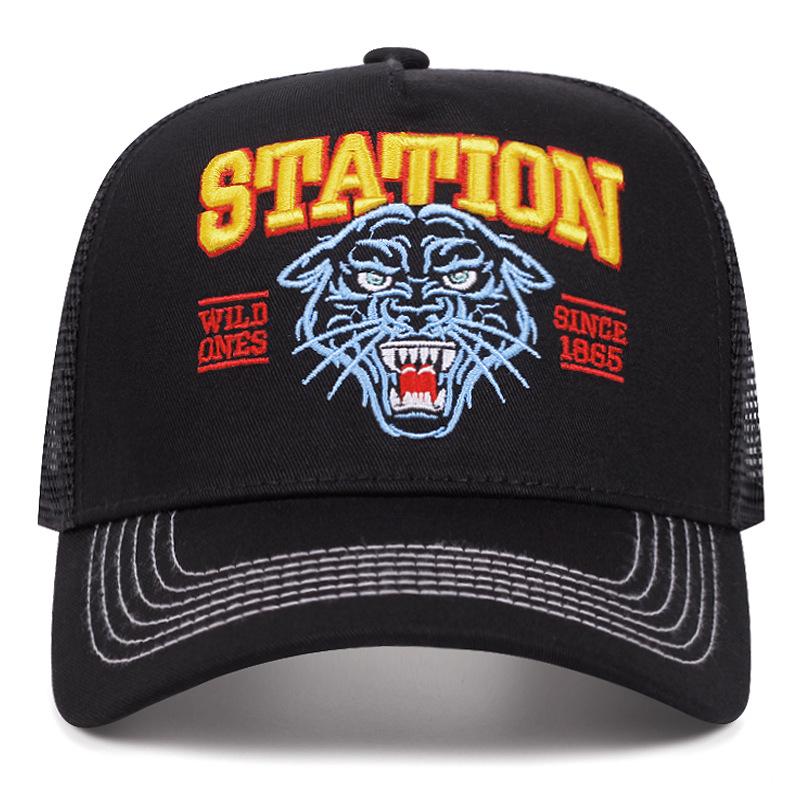Fashion New Station Tiger Head Truck Hat Street Dance Hip Hop Hat Daily Cycling Sunshade Baseball Hat Mesh Hat
