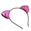 Reversible Sequin Cat Ears Headband Shiny Cat Ear Hair Hoops Women s Kitty Hair AccessoriesRose Red