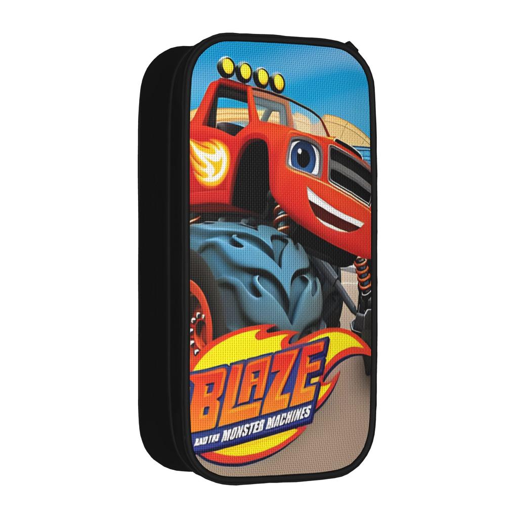Large Pen Box Blaze and the Monster Machines Merch Double Layer Pencilcase Girl Makeup Bags Amazing Gift