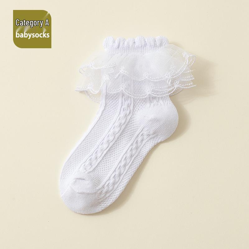 Mädchen-Socken mit Spitzenbesatz für Frühling und Herbst, mittellang: Doppellagig, Vielseitig, für Kleinkinder und Kinder