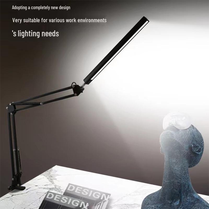 Lampă de birou LED pliabilă cu braț lung și protecție pentru ochi cu telecomandă pentru studiu sau iluminat de cămin, alimentată prin USB cu clemă