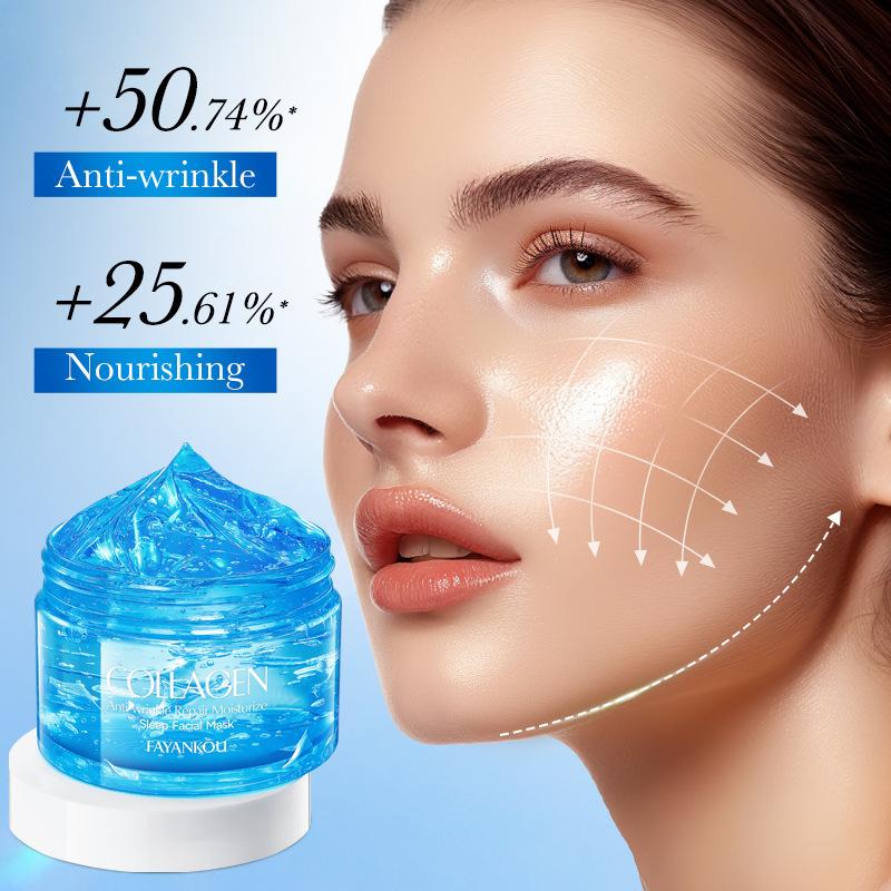 Straffende Collagen Anti-Falten-Reparatur Feuchtigkeitsspendende Schlafmaske Feuchtigkeitsspendende Anti-Aging-Schönheit Beruhigende Gelmaske