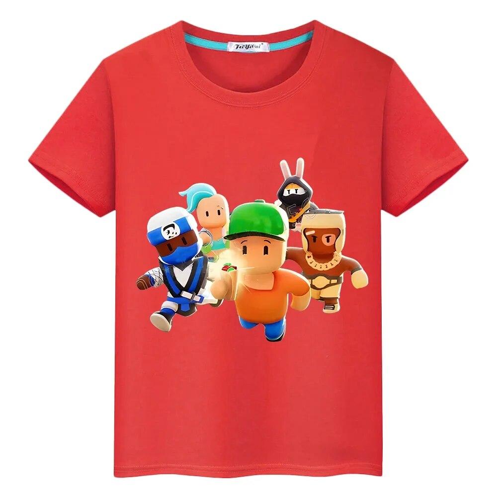 

Футболка Stumble Guys Pride, футболка из 100% хлопка, цельная футболка y2k, повседневные футболки с аниме для мальчиков, короткие топы с кавайным принтом, детская одежда для девочек 160 красный