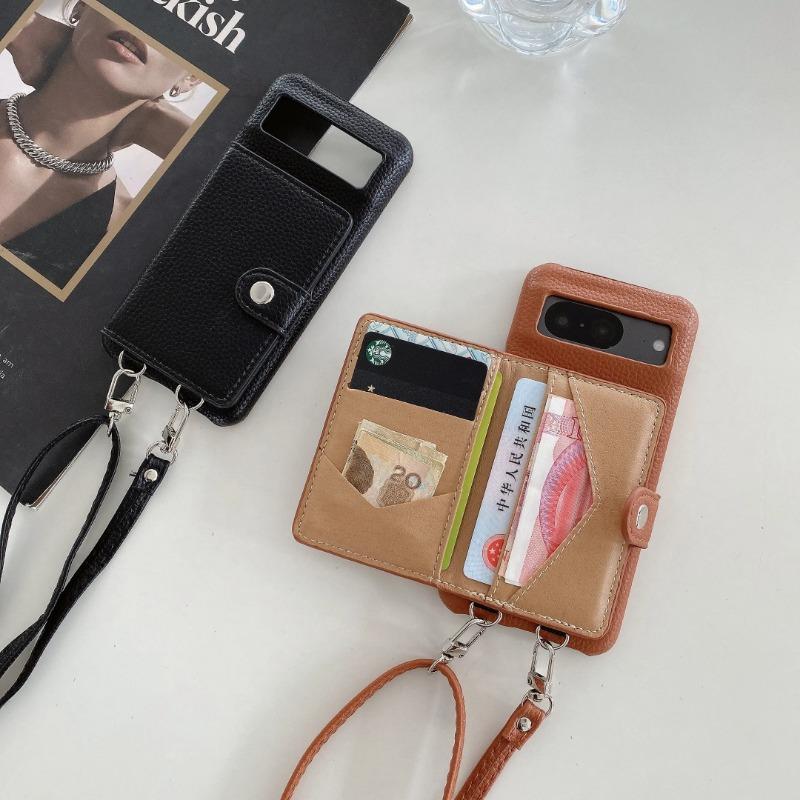 Crossbody Flip Wallet with Card Holder Phone Case for Google Pixel 9 Pro XL 8 7 6 9A 8A 7A 6A PU Leather Shockproof Cover