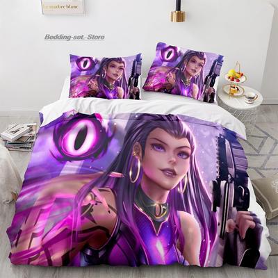 Gaming Valorant Bedding Set Single Twin Full Queen King Size Bed Set Aldult Kid Bedroom Duvetcover Sets 3D Print Anime 037