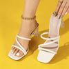 2026 Summer Women's Open Toe Heel Sandals Fashion Ladies Brand Shoes Square Heels 6cm Black Red White Plus Size 42