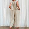 Spot Summer New European and American Foreign Trade Women's Clothing Amazon Sleeveless Pleated Vest Wide Leg Nine-point Pants Casual Suit