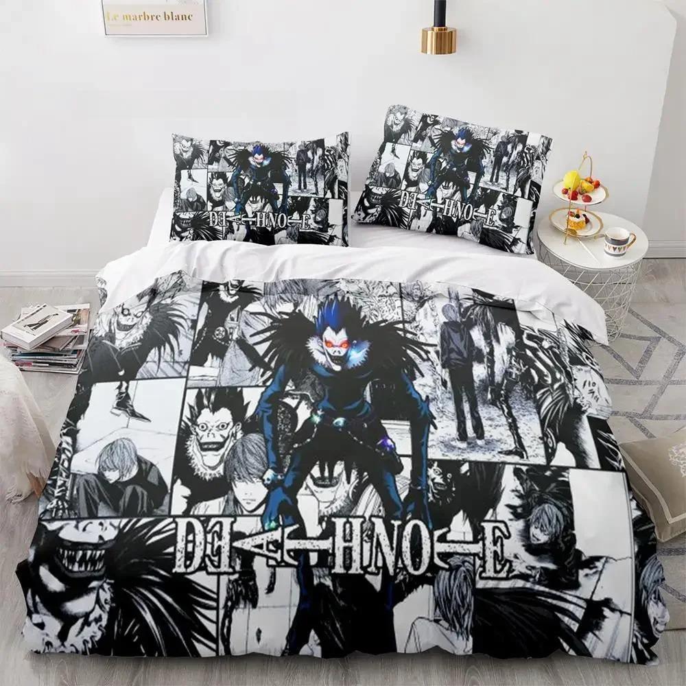 

Комплект постільної білизни Зошит смерті Single Twin Full Queen King Size Bed Set Дорослі Дитяча спальня Підодіяльники 3D-друк Аніме Зошит смерті EU King 240x220cm