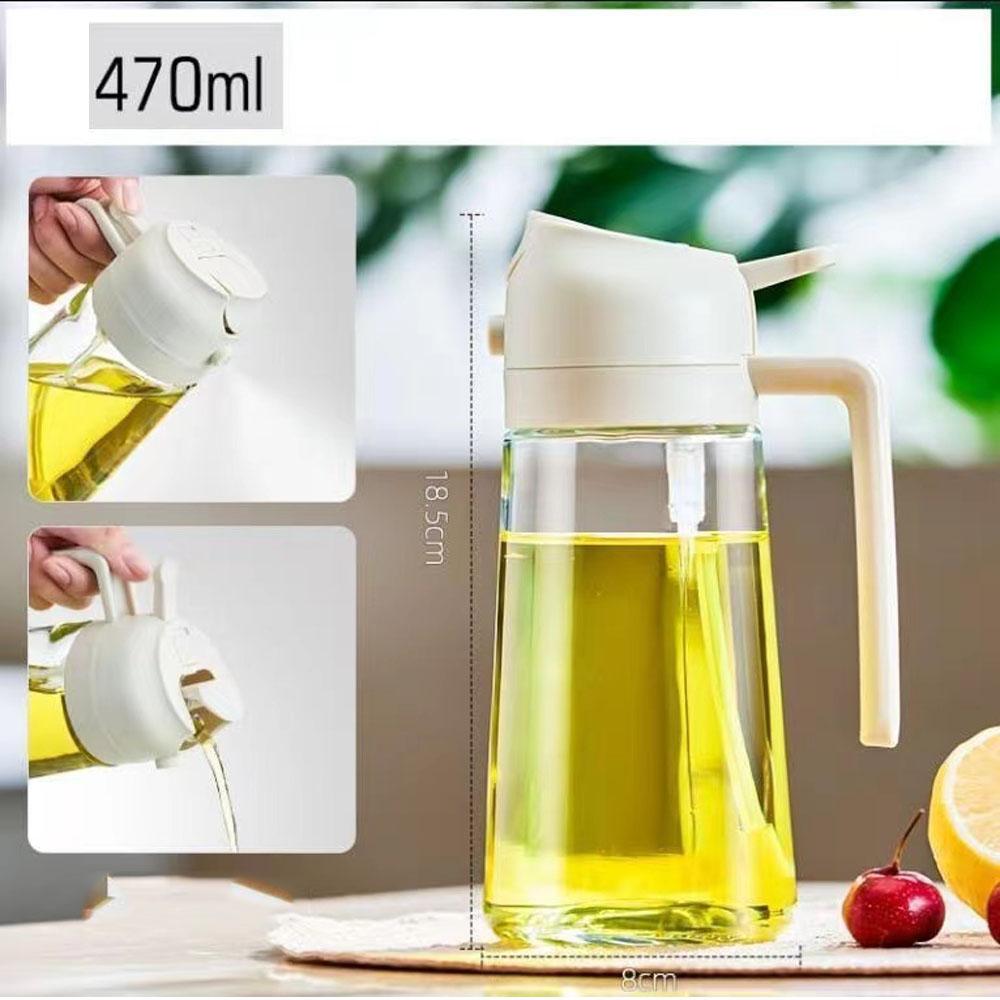 Pulverizator de Ulei pentru Gătit 2 în 1 Pulverizare Turnare Dozator Ulei de Măsline 470ml Sticlă Pulverizator Ulei Gadgeturi de Bucătărie
