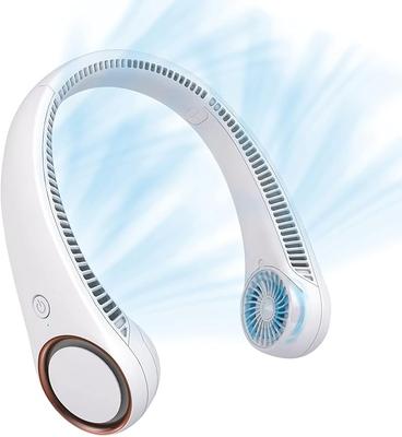 Portable Personal Neck Cooling Rechargeable Bladeless Fan - Hands Free 3 Speed 4000 mAh Battery USB Operated Wearable Headphone Design
