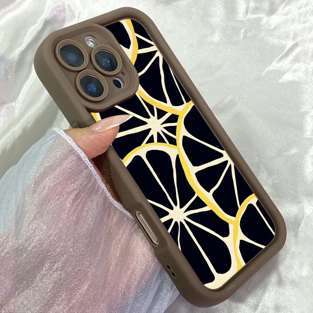 JT83 Black Lemon Illustration for iPhone 17 16 15 Pro Max Samsung S26 S25 S24 Ultra A17 A16 A07 A56 Xiaomi 15T Redmi Note14 Pro Soft 15c TPU Case