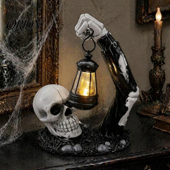 Outdoor Halloween Yard Props Creepy Zombie/Skeleton Lantern Statue, Resin Horror Zombie Figurine Decor, Light Up Durable Courtyard Party Ornaments