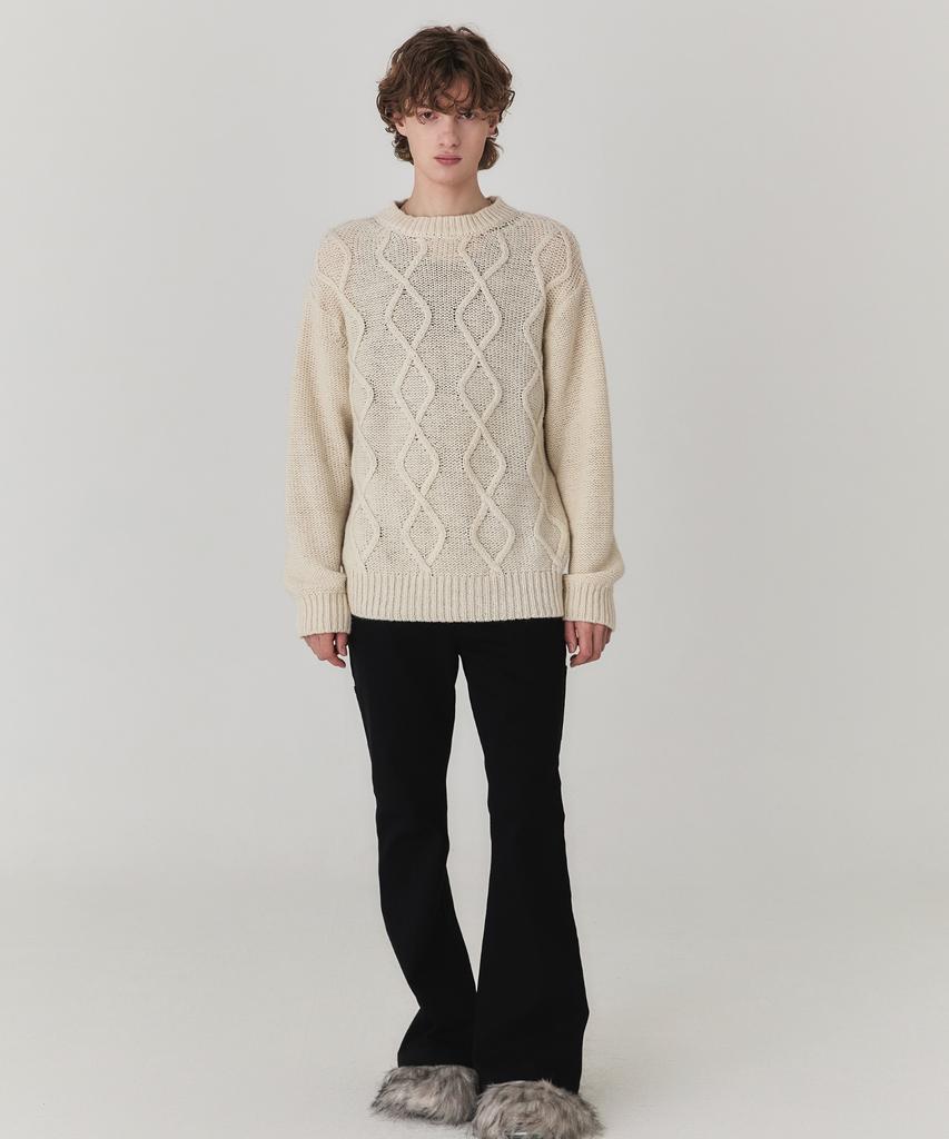 KINETO Mohair Fisherman Sweater_Cream