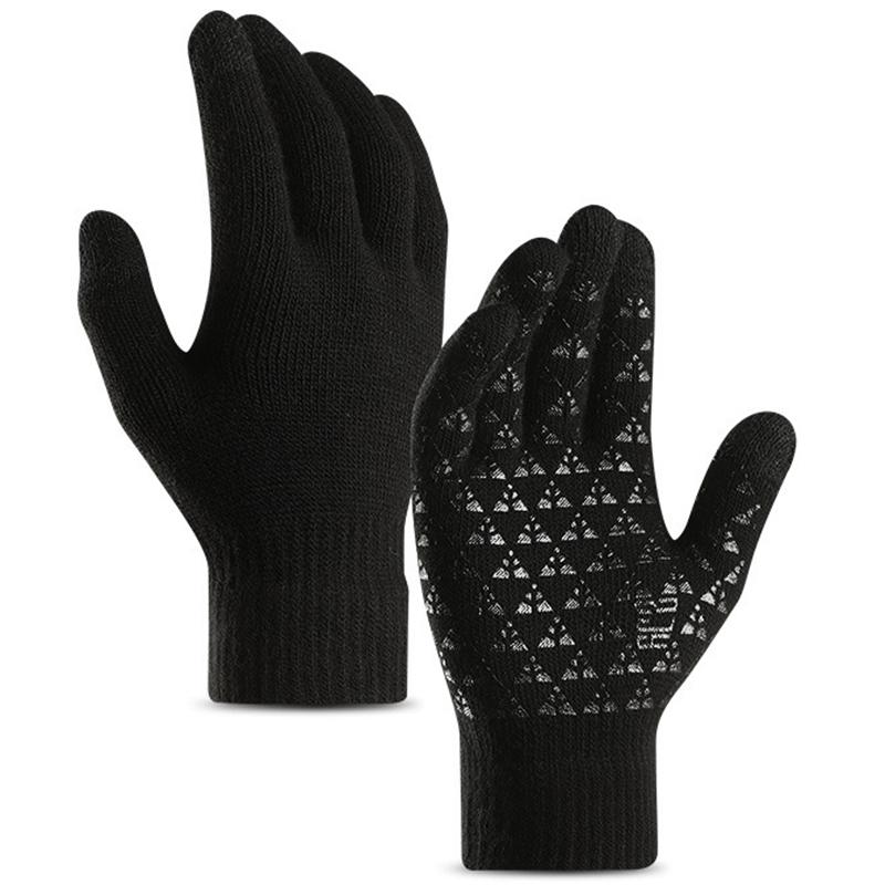 

Winter Women Men Touch Screen Outdoor Driving Warm Windproof Knited Gloves Black,Men