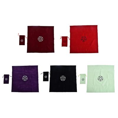 Pentagramm-Tarot-Tischdecke mit Tasche, Samt, Altar-Tarot-Tuch, Pentakel-Matte