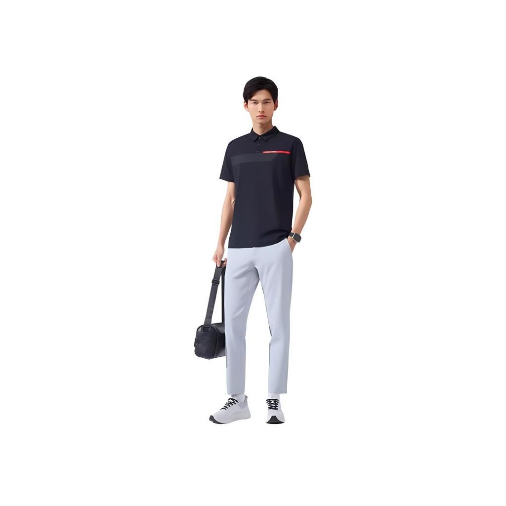 Anta Training Series Letter Pullover Knitted Sports Polo Shirt Men Polo Shirts Basic-Black 152427138-4