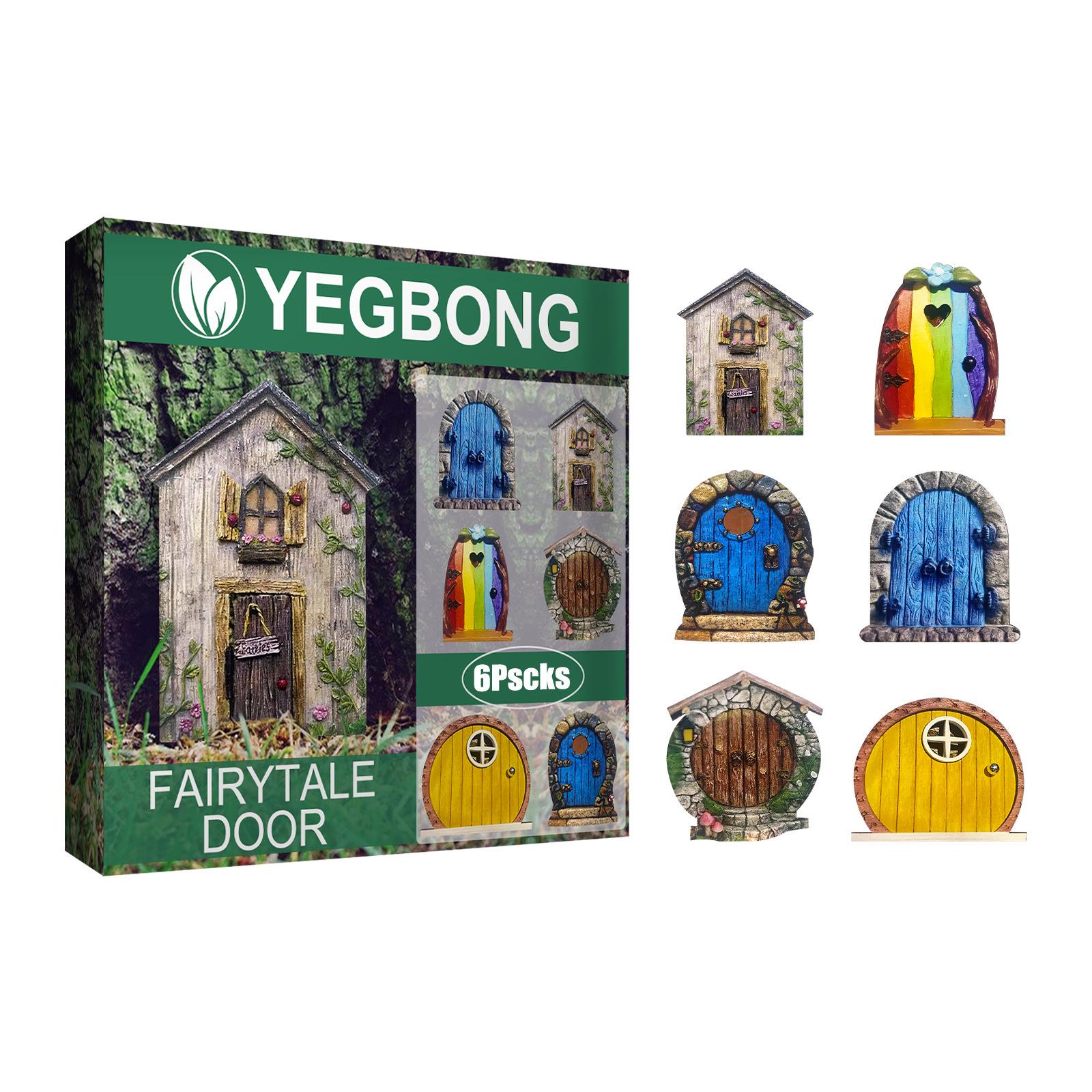 Yegbong Garden Fairy Tale Miniature Wooden Door for Courtyard Decoration
