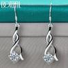 925 Sterling Silver Zircon Geometry Drop Earring for Woman Lady Wedding Engagement Party Fashion Jewelry