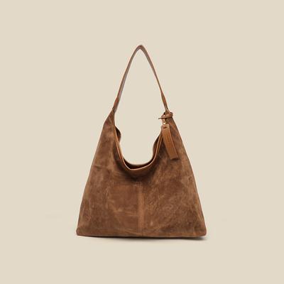 Taschen mit großem Fassungsvermögen Damen Herbst Wildleder Schultertasche Beliebte Pendler Eimertasche Breiter Riemen Umhängetasche