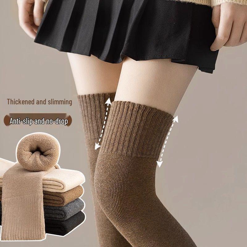 Women's Fleece-Lined Over-the-Knee Socks - Thick, Warm, Slimming Thigh Highs for Autumn and Winter