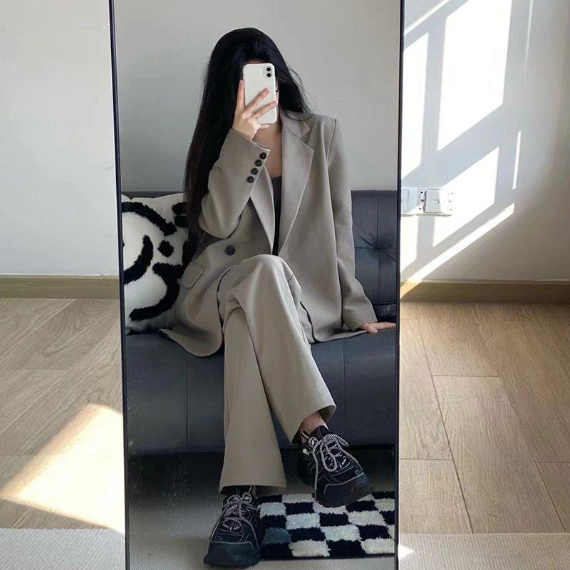 Women's Fashionable Slimming Loose-Fit Two-Piece Suit Jacket - Korean Style for Spring/Autumn 2026