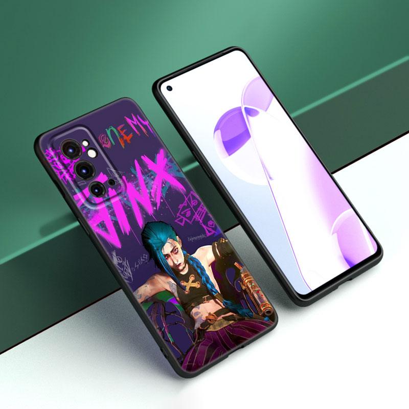 Arcane Jinx Anime Black Silicone Phone Case For OnePlus 9 10 11 12 ACE 2V Pro 9RT 10T 10R Nord CE 2 3 Lite N10 N20 N30 5G