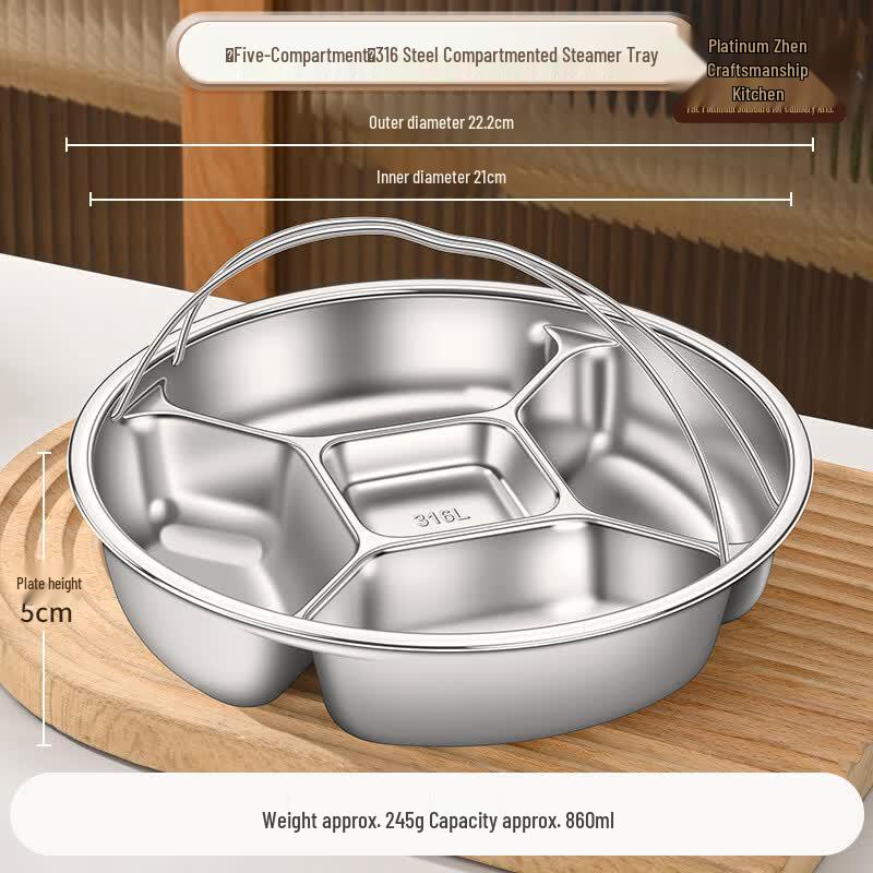 Bozhen Master Chef 316 Stainless Steel Divided Steaming Plate