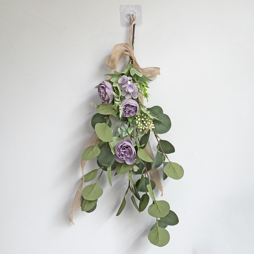 Simulation Rose Peony Wall Hanging Eucalyptus Leaves Simulation Leaves Hanging Down Home Hotel Wall Decoration Hanging Jewelry