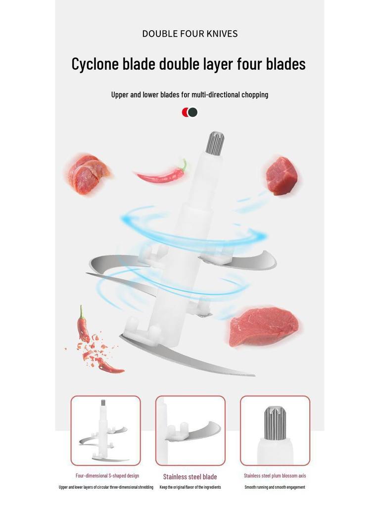 Moedor e Processador de Alimentos Elétrico Multifuncional de Aço Inoxidável para Picar, Misturar e Moer Carne, Alho e Vegetais.