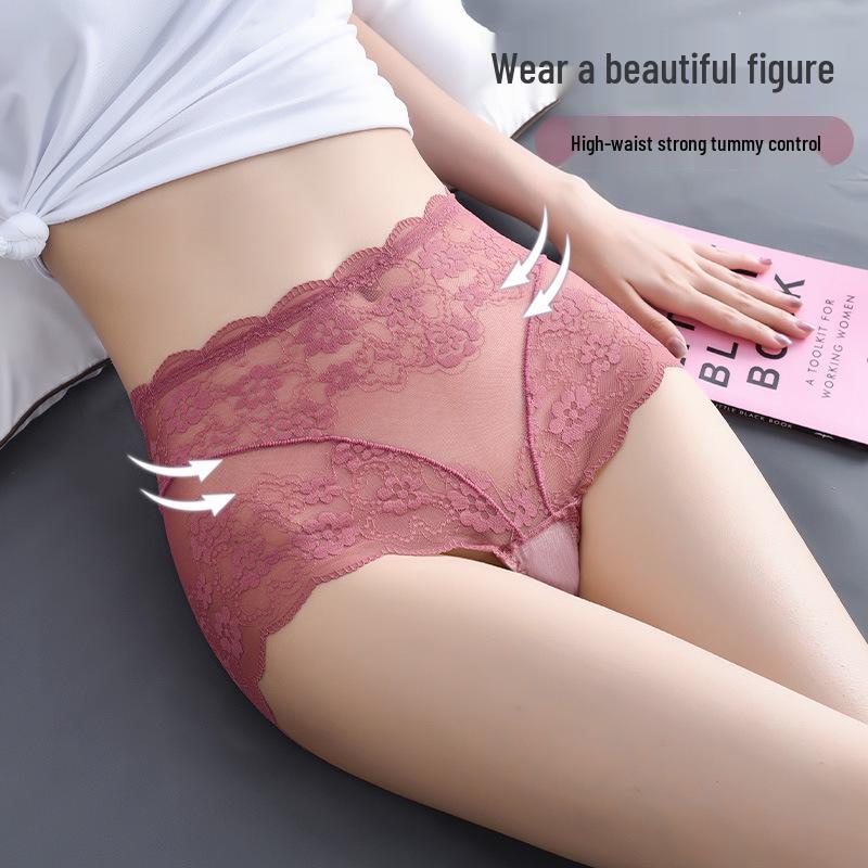 Japanese High Waist Lace Panties - Sexy, Breathable, Sheer, Plus Size, Tummy Control, Hip Lift, Style 917