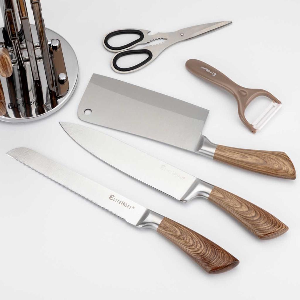 9-Piece Kitchen Knife Set In A Stand With Sharpener And Scissors E-6265