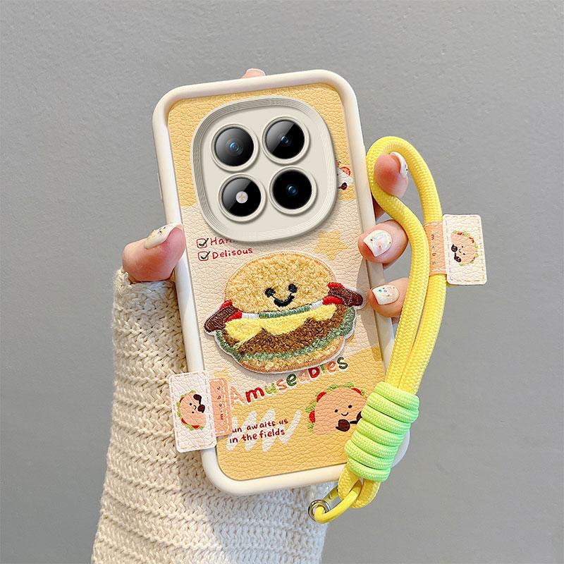 KEYSION Cartoon Cute Plush Embroidery Case for Redmi Note 15 Pro 5G 15 4G with Lanyard Silicone Shockproof Phone Cover for Xiaomi POCO M8 5G