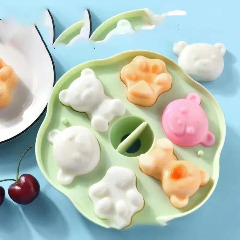 Cat's Paw Steam Cake Silicone Molds Cartoon Bear Ice Cube Silicone Mould Baby Complementary Food Silicone Mold Kitchen Accessory