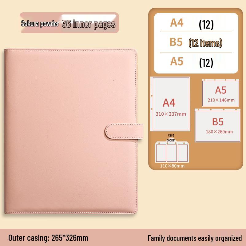 A4B5 Family Document Organizer: Loose-leaf Binder for Tickets, Certificates, Pregnancy & Postpartum Check-up File Management