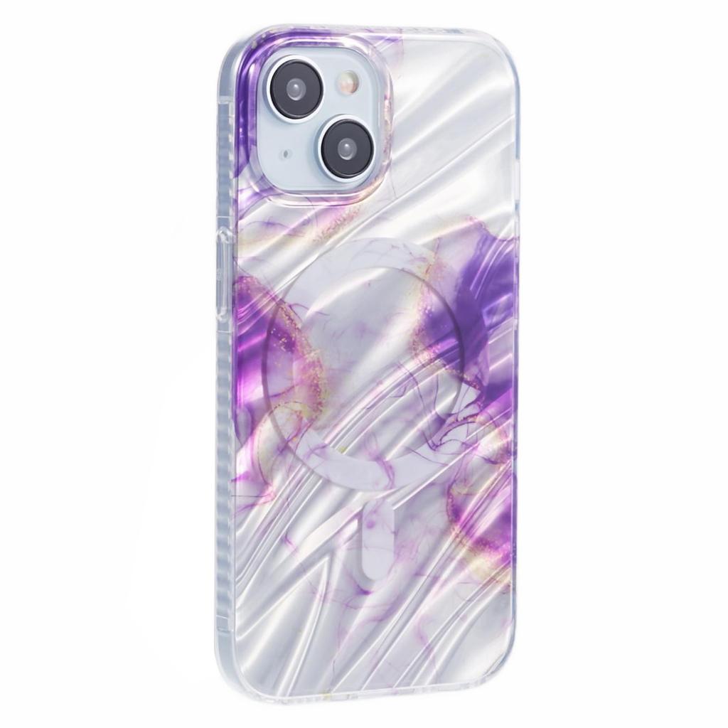 MP Series For iPhone 14 Electroplated Case IMD Pattern TPU+Acrylic Phone Cover Compatible with MagSafe