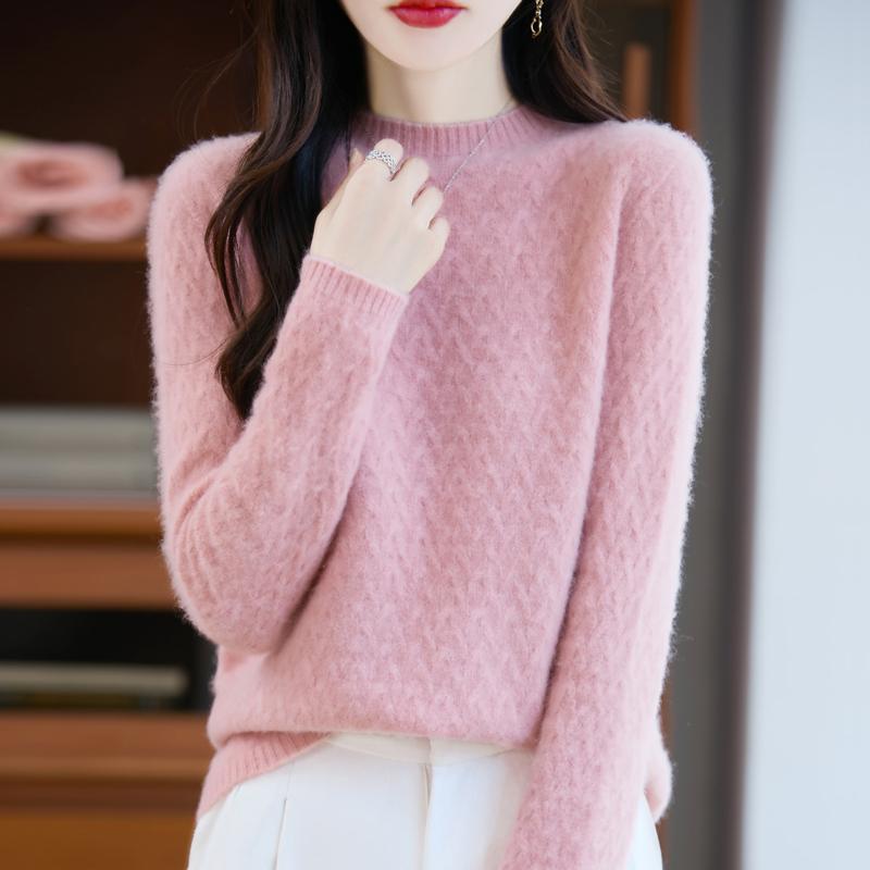 Women's Cashmere Sweater Qinghe Cashmere 30% Cashmere 70% Wool Autumn and Winter Pullover Warm and Fashionable