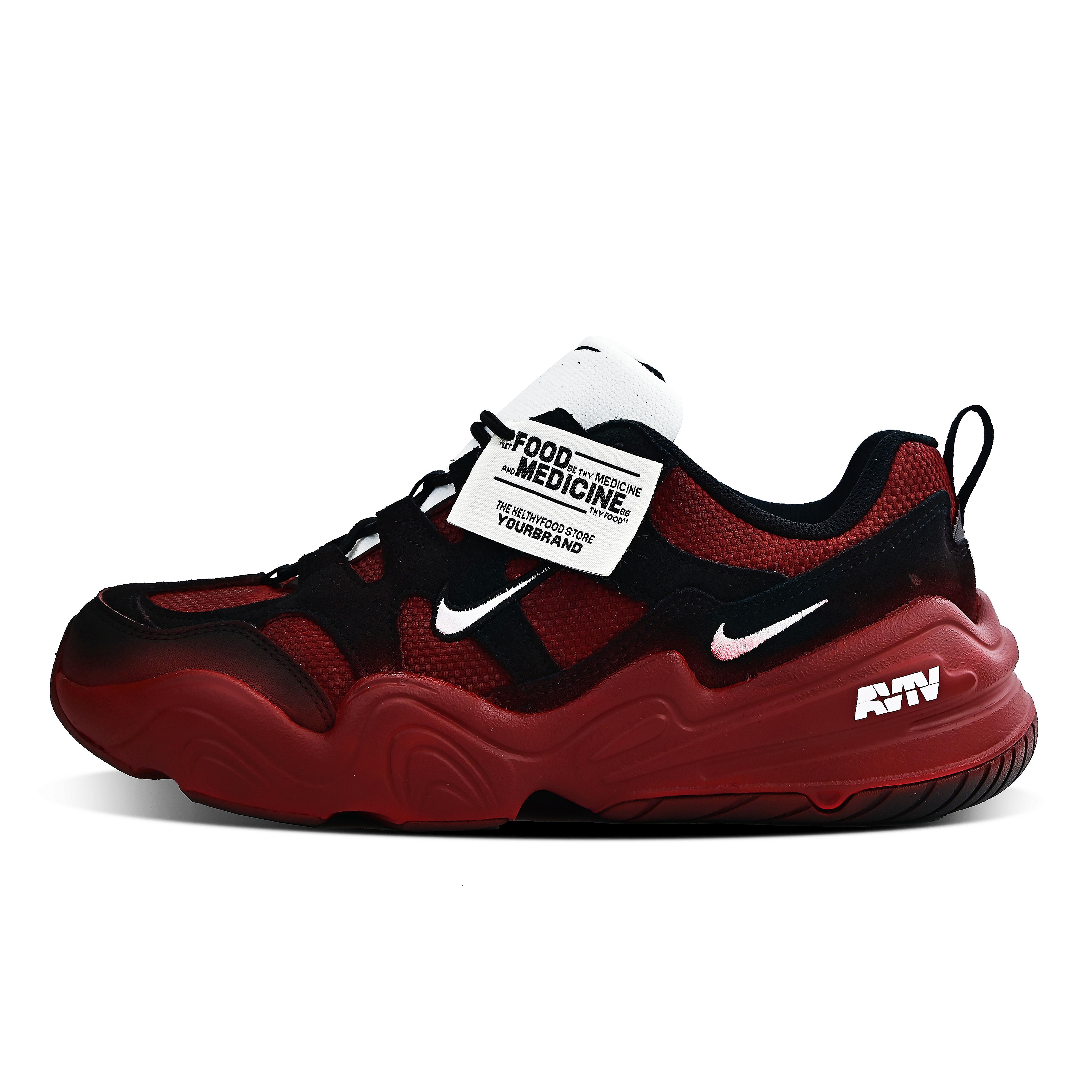 

Nike Tech Hera Abrasion Resistant Low top Chunky Sneakers Unisex Black Red FJ9532-101(Team1149-) 36.5