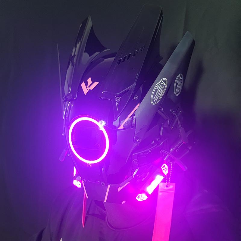 CyberPunk Masks M-Clasp Night City LED Festival White Armoured Cosplay Stage Property SCI-FI Halloween Party Gifts For Adults
