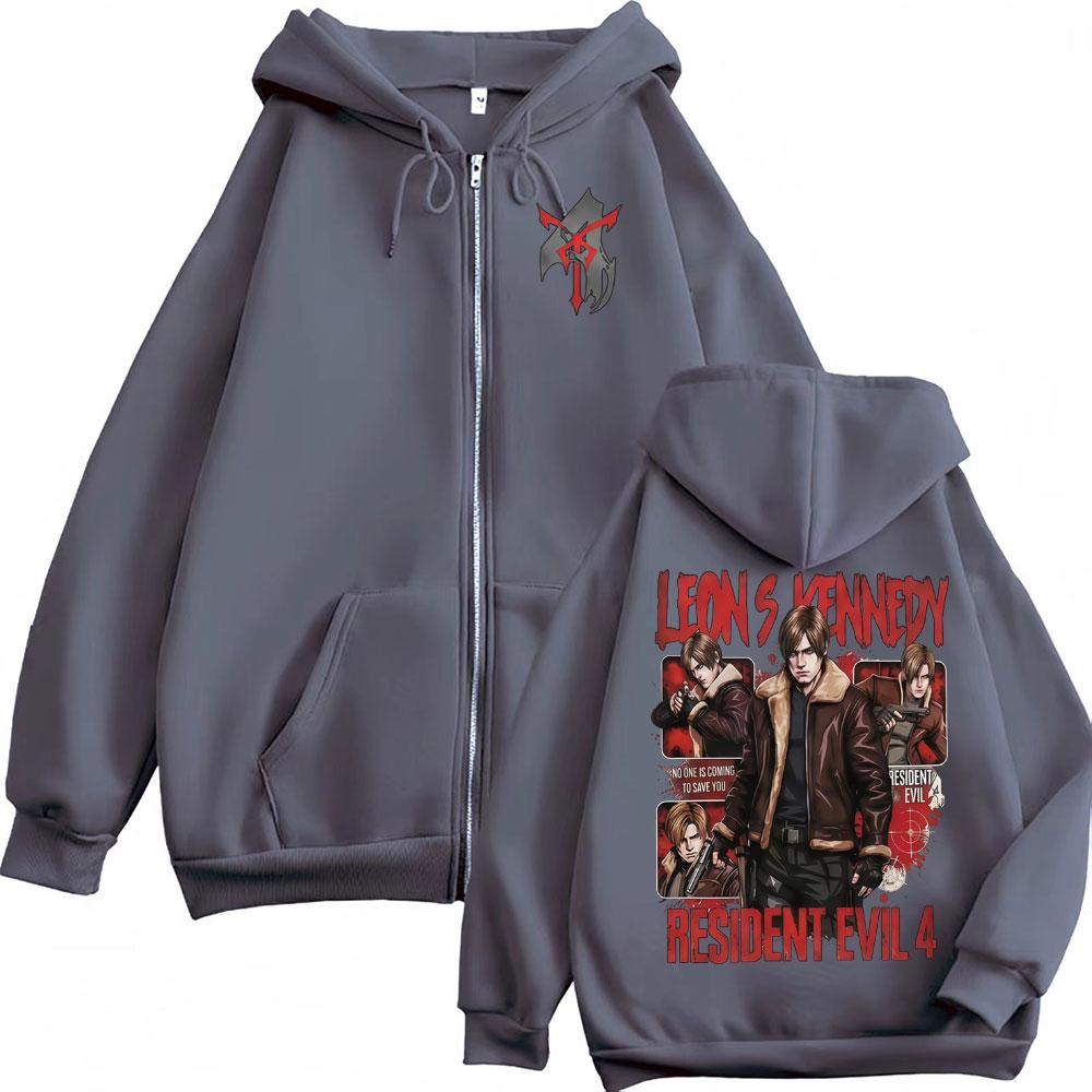 Leon Kennedy Zip Up Hoodie Resident Evil Requiemm Gamer Gift Zipper Hoodies Men's Women Sweatshirt Coats