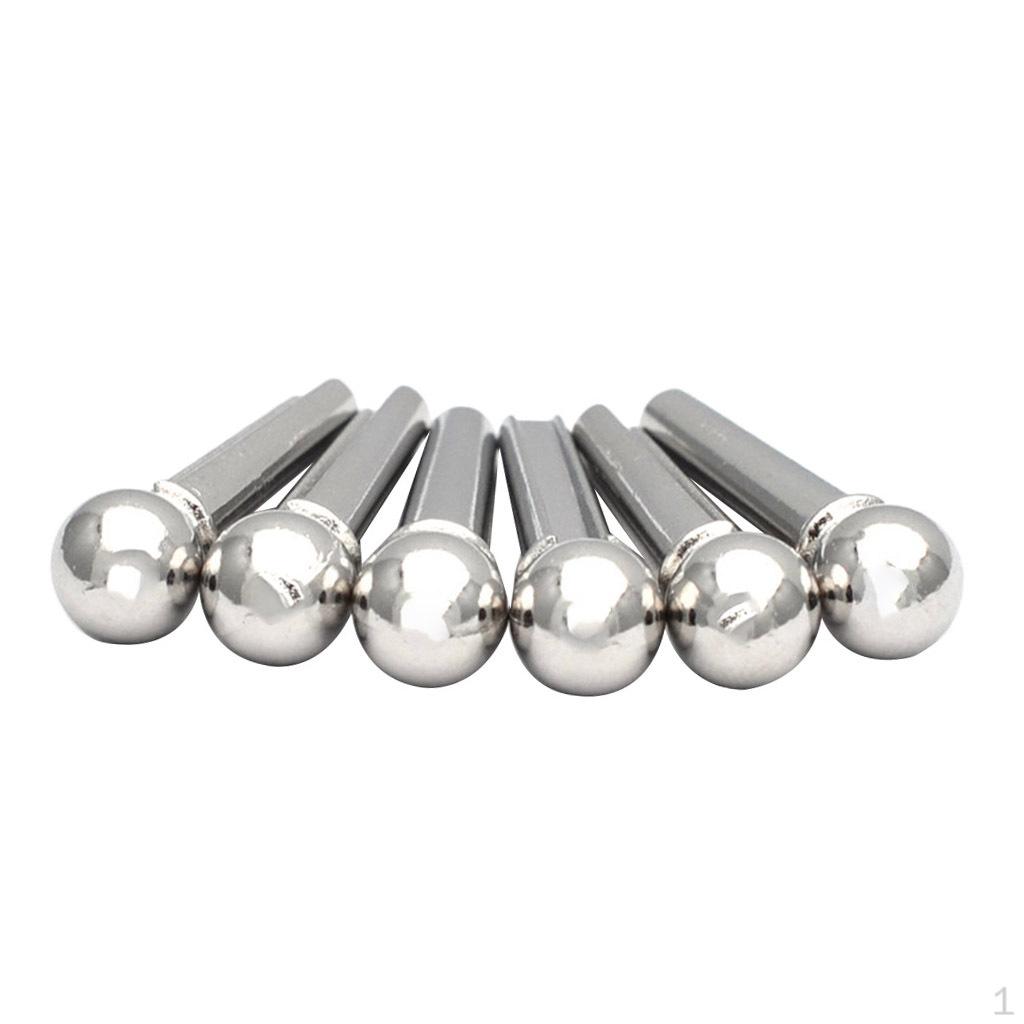 6 Pieces Metal String End Pegs Bridge for Acoustic