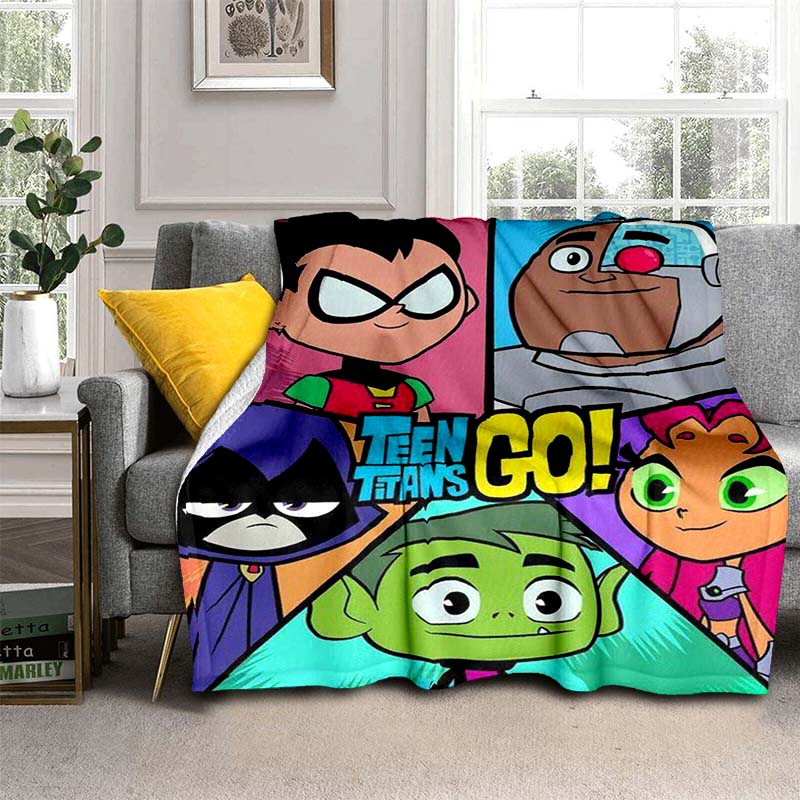 Teen Titans Go Familien Decke Flanell Vintage Weich Überwurfdecken für Stuhlbezug Sofa Winter,