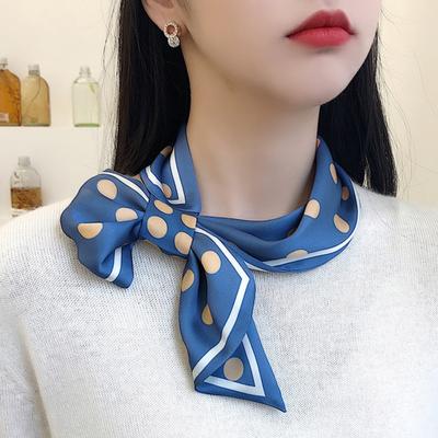 Silk Scarf Female Versatile Spring And Autumn Small Square Scarf Female Foreign Style Scarf Scarf Neck Protection Summer Scarf Silk Scarf Headband