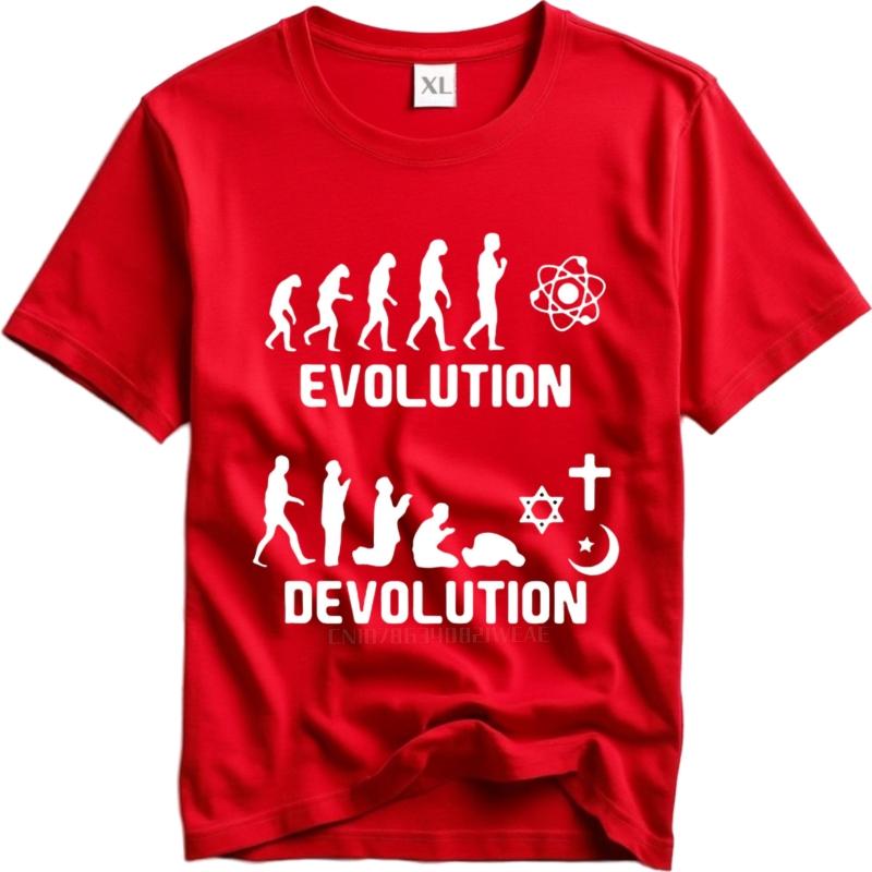 Casual summer For man t shirt Evolution Devolution Symbol Religion Science Short Sleeve Comfortable Round Neck Tee shirt